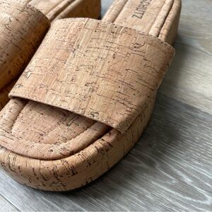 SCHUTZ Women's Size 6 Yara Cork Sandal In Natural Platform Chunky